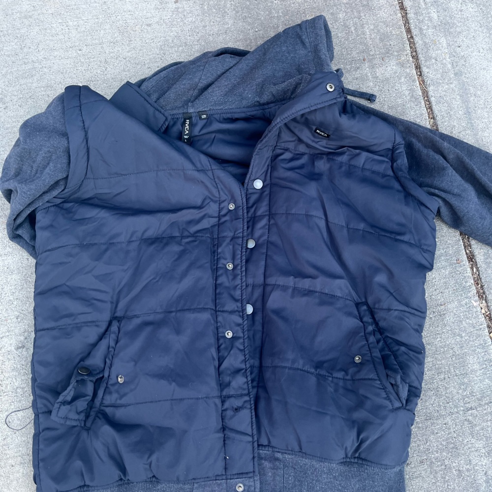 Boys rvca puffer lightweight rain coat with hoodie